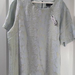 NWT blue and gold textured snakeskin boxy top
